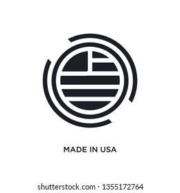 black made in usa isolated vector icon. simple element illustration from united states of america concept vector icons. made in usa editable logo symbol design on white background. can be use for