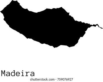 Black Madeira  map vector silhouette