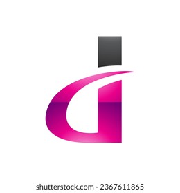 Black and Magenta Glossy Curvy Pointed Letter D Icon on a White Background
