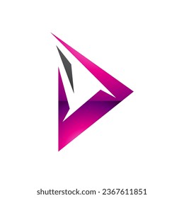 Black and Magenta Glossy Spiky Triangular Letter D Icon on a White Background