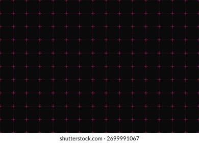 Fundo de grade preto e magenta com interseções transversais brilhantes. Ilustração de vetor uniforme. Design moderno e abstrato futurista