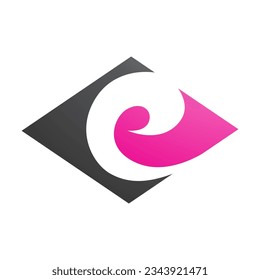 Black and Magenta Horizontal Diamond Shaped Letter E Icon on a White Background