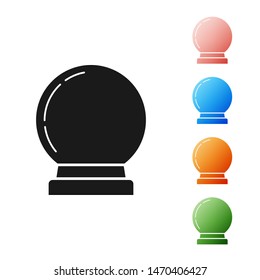 Black Magic ball icon isolated on white background. Crystal ball. Set icons colorful. Vector Illustration