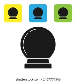 Black Magic ball icon isolated on white background. Crystal ball. Set icons colorful square buttons. Vector Illustration
