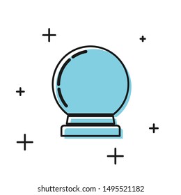 Black Magic ball icon isolated on white background. Crystal ball.  Vector Illustration