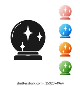 Black Magic ball icon isolated on white background. Crystal ball. Set icons colorful. Vector Illustration