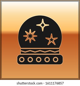 Black Magic ball icon isolated on gold background. Crystal ball.  Vector Illustration