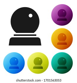 Black Magic ball icon isolated on white background. Crystal ball. Set icons in color circle buttons. Vector Illustration