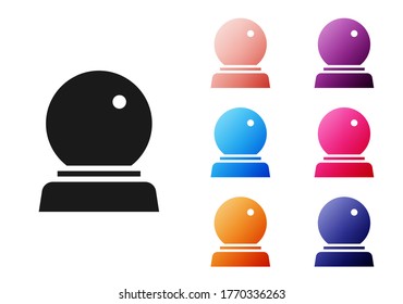 Black Magic ball icon isolated on white background. Crystal ball. Set icons colorful. Vector Illustration