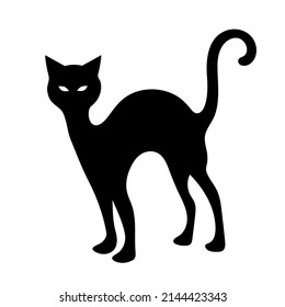 Black magic cat. Mystic esoteric symbol. Witch's pet. Vector illustration.