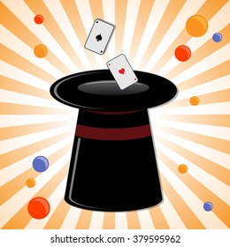 Black magic cylinder on rays background. Eps 10 
