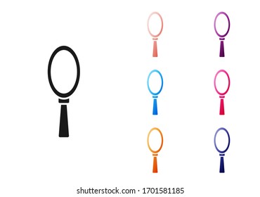 Black Magic hand mirror icon isolated on white background. Set icons colorful. Vector Illustration
