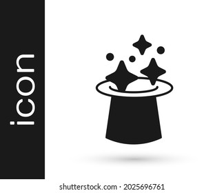 Black Magic hat icon isolated on white background. Magic trick. Mystery entertainment concept.  Vector