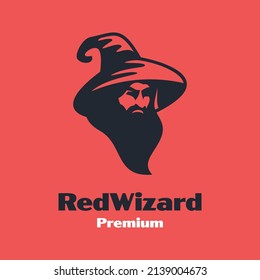 Black magic hat logo icon red background illustration vector design