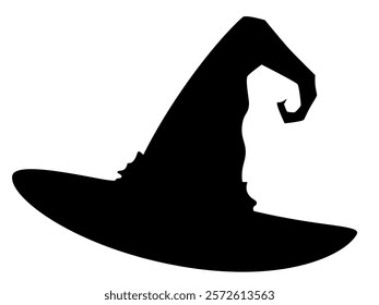 Black magic hat of a witch. Graphic element design on white background.