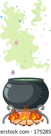 Black magic pot and magic spell cartoon style isolated on white background illustration