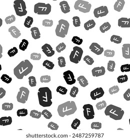 Icono de runas mágicas negras aislado patrón sin fisuras sobre fondo blanco. Piedra rúnica.  Vector