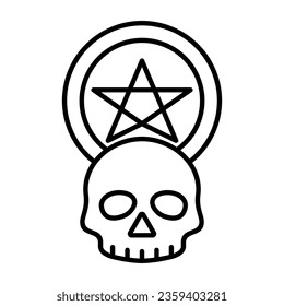 
black magic skull icon, halloween, dark magic symbol, isolated on white background.
