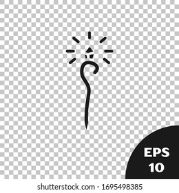 Das Personal der Black Magic Symbol einzeln auf transparentem Hintergrund. Zauberstab, Zauberstab, Stock, Stange. Vektorillustration-Illustration