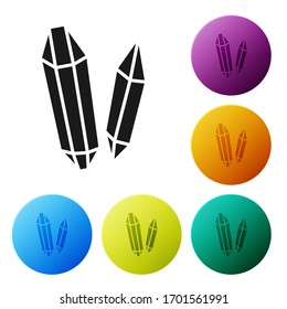 Black Magic Stone Symbol einzeln auf weißem Hintergrund. Fantasy-Kristall. Schmuckstück für Spiel. Symbole in den Farbkreisknöpfen einstellen. Vektorillustration-Illustration