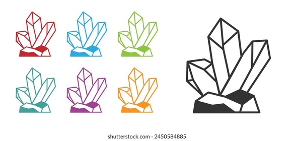 Black Magic stone icon isolated on white background. Fantasy crystal. Jewelry gem for game. Set icons colorful. Vector