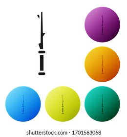 Schwarzes Zauberstab Symbol einzeln auf weißem Hintergrund. Zaubererzubehör in Sternenform. Magische Kraft. Symbole in den Farbkreisknöpfen einstellen. Vektorillustration-Illustration
