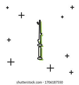 Black Magic wand icon isolated on white background. Star shape magic accessory. Magical power.  Vector Illustration