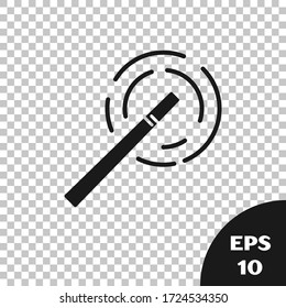 Black Magic wand icon isolated on transparent background. Star shape magic accessory. Magical power.  Vector Illustration