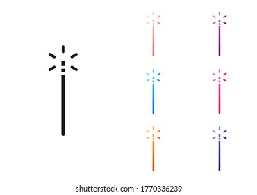 Black Magic wand icon isolated on white background. Star shape magic accessory. Magical power. Set icons colorful. Vector Illustration