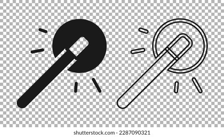 Icono de varita mágica negra aislado en fondo transparente. Complemento mágico de forma estrella. Poder mágico. Feliz fiesta de Halloween.  Vector