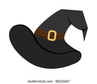 Black magical hat isolated on a white. Vector illustration.
