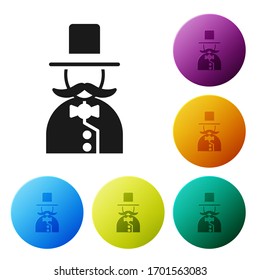 Black Magician icon isolated on white background. Set icons in color circle buttons. Vector Illustration