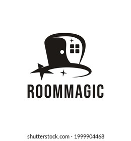 Sombrero de estocador de Steampunk para el mago negro con signo de Yin Yang, ventana y diseño de logotipo de Star for Magic Store