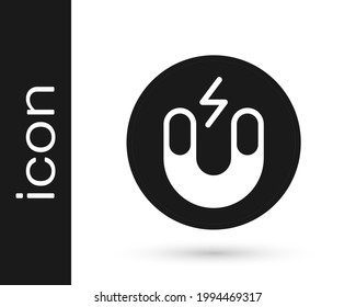 Black Magnet icon isolated on white background. Horseshoe magnet, magnetism, magnetize, attraction.  Vector