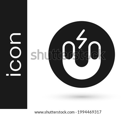 Black Magnet icon isolated on white background. Horseshoe magnet, magnetism, magnetize, attraction.  Vector