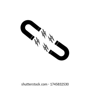 Black Magnet with isolated lightning icon on a white background.