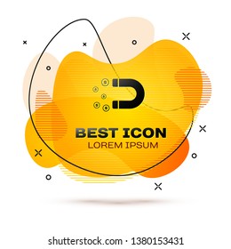 Black Magnet with money icon isolated on white background. Concept of attracting investments, money. Big business profit attraction and success. Fluid color banner. Vector Illustration