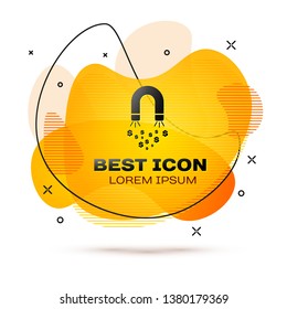 Black Magnet with money icon isolated on white background. Concept of attracting investments, money. Big business profit attraction and success. Fluid color banner. Vector Illustration