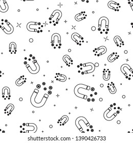Black Magnet with money icon isolated seamless pattern on white background. Concept of attracting investments, money. Big business profit attraction and success. Vector Illustration