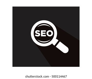 black magnifier business company office corporate image vector icon logo
