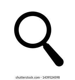 Black magnifier icon for search bar design. Vector magnifying glass icon.