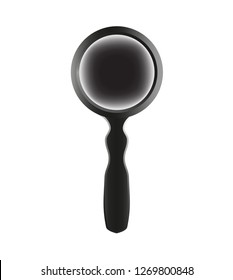 Black magnifier on a white background. Vector image