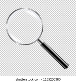 Black Magnifying Glass With Gradient Mesh, Vector Illustration