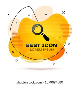 Black Magnifying glass icon isolated on white background. Search, focus, zoom, business symbol. Fluid color banner. Vector Illustration