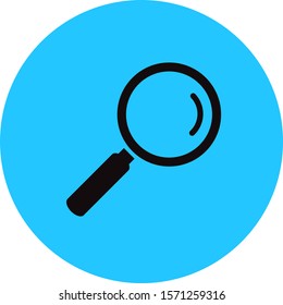 Black magnifying glass icon isolated on white background. Search icon in flat style. Magnifying glass round icon for search and zoom symbol, sign, ui and magnifier logo. Modern magnifying glass vector