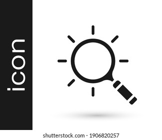 Black Magnifying glass icon isolated on white background. Search, focus, zoom, business symbol.  Vector