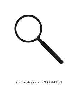 black magnifying glass icon on white background