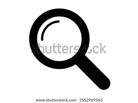 Black magnifying glass icon with reflection