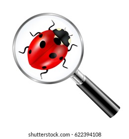 Black Magnifying Glass With Ladybug