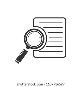 Black Magnifying Glass Over Document Vector Icon